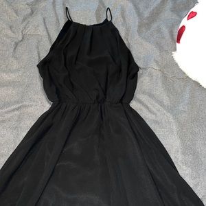 Black mid length spaghetti strap dress